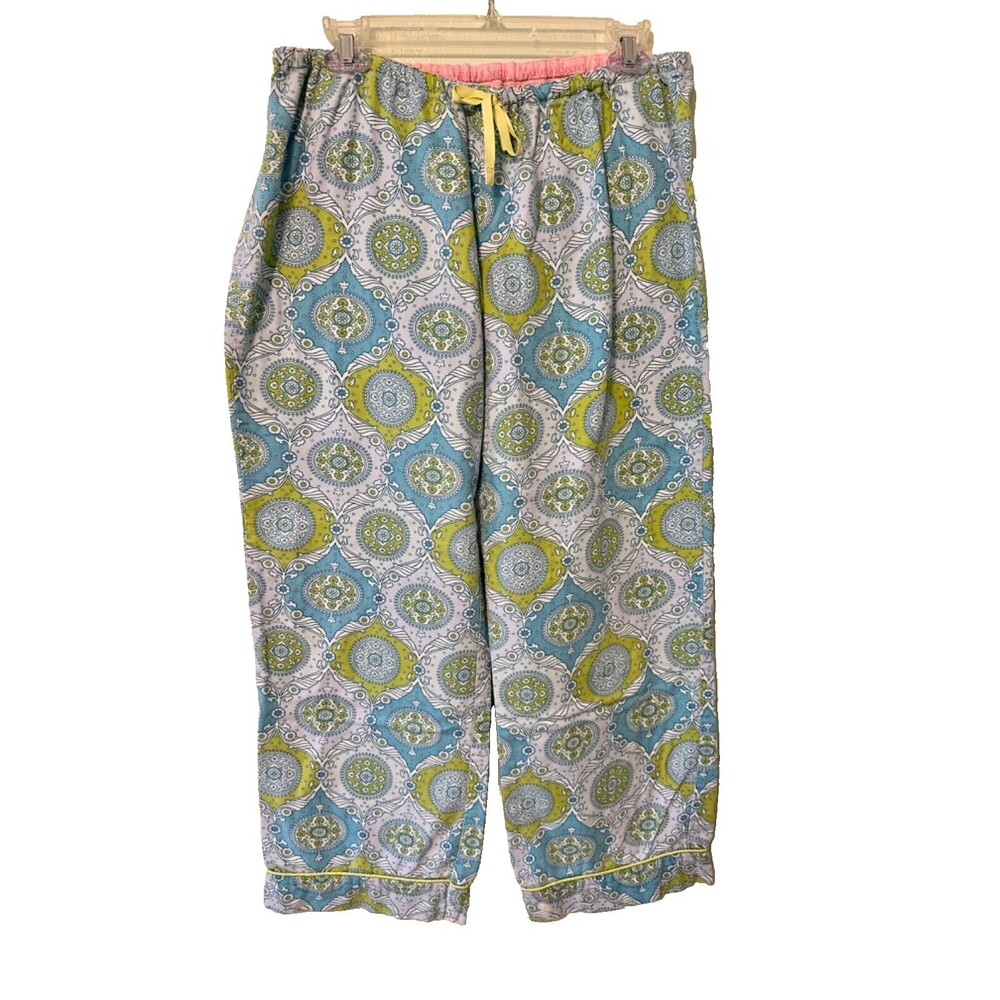 Victoria Secret Pajama Set Size Small Paisley Print Lime Green/Blue - Picture 12 of 16